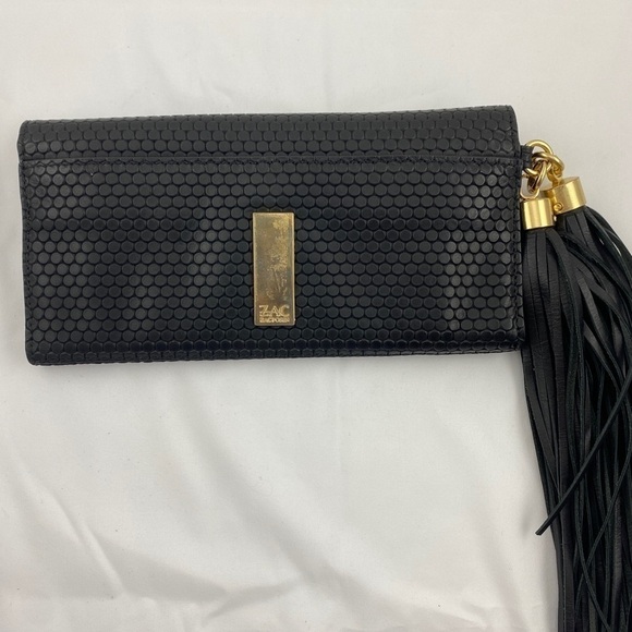 𝅺NWD Zac Posen Black Clutch with Long Tassels - Picture 1 of 11